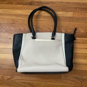 Pink and black tote bag